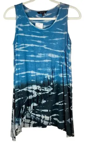 NWT Yak & Yeti Casual Tye Dye Ombré Ruffle Tank Small Blue