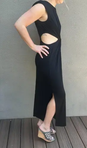 Boutique bought Black Knit Cut Out Shoulder Pad Maxi Dress