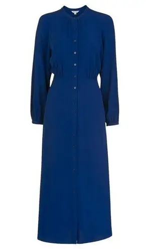 Whistles Dark Blue Eloise Textured Viscose Dress, US Size 10 / UK 14