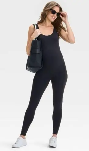 Isabel Maternity NEW  Fitted Maternity Jumpsuit Black Medium Stretch Athleisure