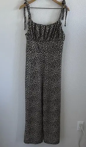 TopShop Love Jumpsuit Cropped with Shoulder Neutral Print US 12 Black