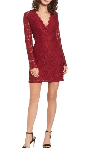 WAYF Say It Out Loud Lace Mini Dress Garnet Red Size M NWT
