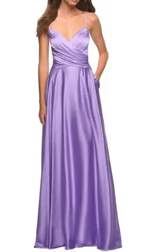 La Femme  Sleeveless Satin Gown in Lavender Size US 2