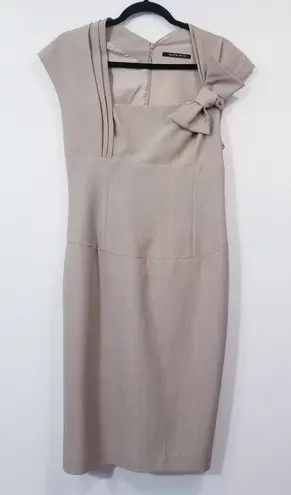 Black Halo Elegant Sheath Dress with Bow Detail Cap Sleeves