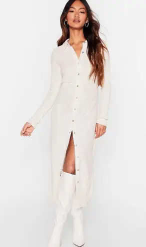 Nasty Gal Knit Button Down Midi Dress