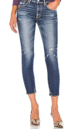 Moussy Vintage Velma Skinny Jeans Medium Wash Blue Distressed Denim High Rise 29
