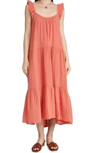 💕XIRENA💕 Rumer Tiered Gauze Cotton Maxi Dress ~ Paprika Large Orange