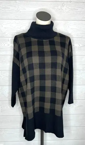Loft Outlet black/taupe buffalo check oversize tunic sweater NWT Size Large Black - Image 1