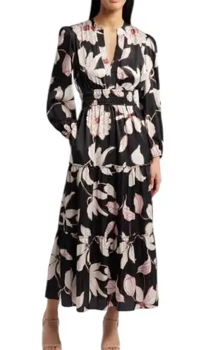 Julia Jordan NWT Floral Midi Dress In Black/Ivory Size 6