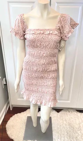 The Impeccable Pig Pink Floral Smocked Mini Dress | NWT