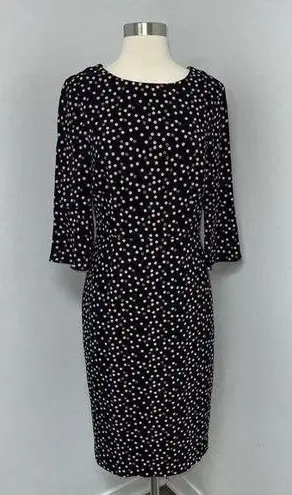 Boden Delia Dress Black Pop Spot Polka Dot Size 6 R Flutter 3/4 Sleeve Midi