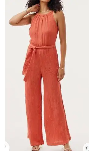 Bella Dahl Smocked back Cami jumpsuit in Papya red