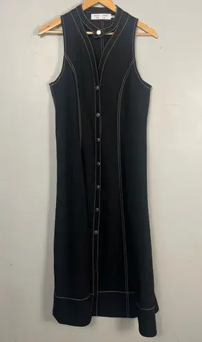 Proenza Schouler WHITE LABEL Rumpled Pique Button-Front Midi Dress size 8