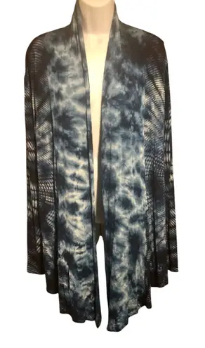 Soft Surroundings blue and white tie-dye open-front cardigan or cover-up, made o