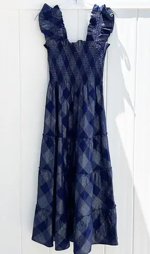 Hill House Ellie Nap Dress Navy Glitter Check, XS