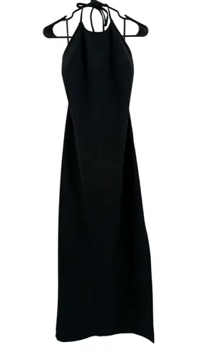 VINTAGE Black Ice Evening Dress Size 6 Gown Black Polyester Y2K Classic Halter