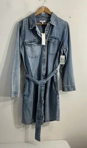 Habitual Womans Knee Length Dress Large Blue Denim Long Sleeve Full Snap Pockets