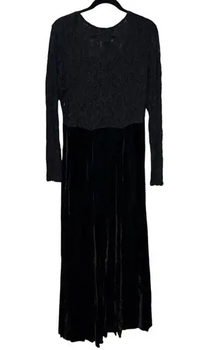 Vintage Double D Ranch Black Lace Velvet Long Sleeve Maxi Dress Size Small
