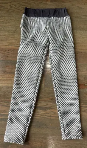 Stylish Women's Black and White Patterned Leggings Gray Size M