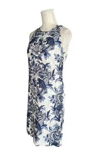 Lauren Ralph Lauren Asian Inspired Dragon Chinoiserie Print Dress 100% Silk Blue Size 4