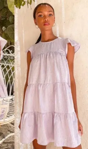 LULUS PERFECT PICNIC Gingham Tiered dress Purple