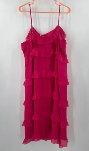 Lucy Paris Dress Size Extra Large NWT Fuchsia Pink Ruffle Tiered Midi Cocktail