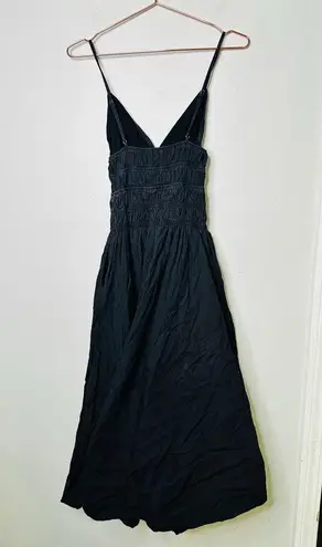 SAU LEE Black 100% Cotton Hourglass Smock Waist Brielle Midi Dress Size US 4