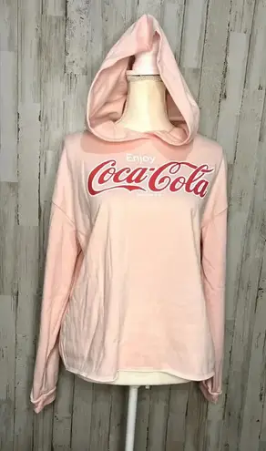 Coca-Cola Women's XL Pink Cropped Hoodie Long Sleeve Pullover Casual