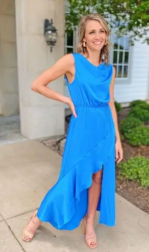 Tyche - Hot pink high low dress with a round neckline brand new M