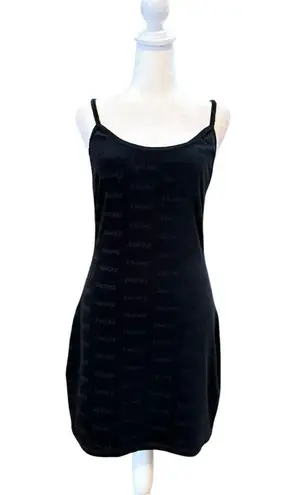 SKIMS Logo Velour Slip Dress in Onyx Black Size Large
