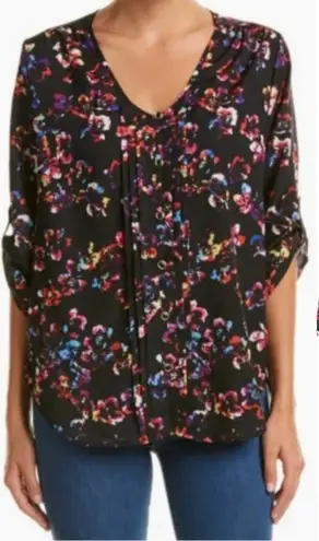 Yumi Kim Yumi Top In Black Floral Print Silk Size XS