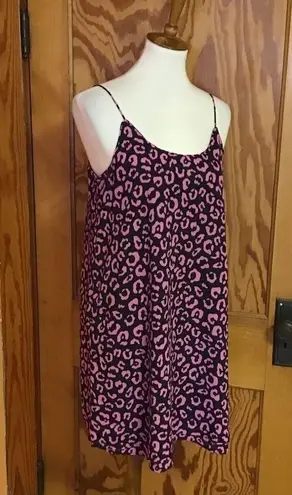 Alya Pink and Black Leopard Spaghetti Strap Dress