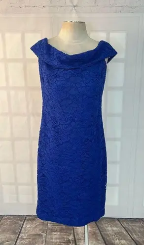 Ralph Lauren Lauren  NWT blue lace off the shoulder cocktail dress size 8