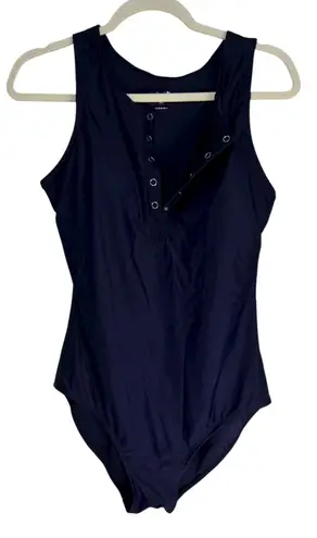 Baleaf Women Navy Blue One Piece Swimsuit Snap Neck UPF 50+ Size 38