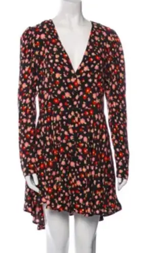 Rotate Birger Christensen “Emma” Floral Dress Size 8 US Ties at Waist Black Red - Image 1