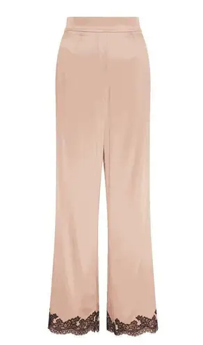 Agent Provocateur Amelea Pajama Pant Size 2 Silk Pink Black Lace Lingerie NEW