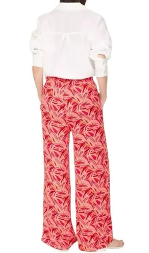 Ashley Park X RTR Pink Tropical Floral Trousers Wide Leg Flowy Vacation Size 12