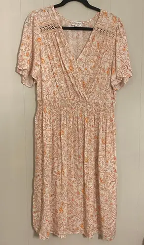 Luxology Wrap Top Popover Flutter Sleeve Knee Length Dress 2X Fall Autumn Casual - Image 1