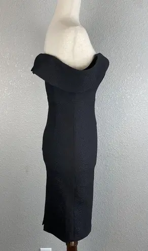 Bardot Womens Ruffle Off Shoulder Body Con Cocktail Dress 4 Black Snake Textured