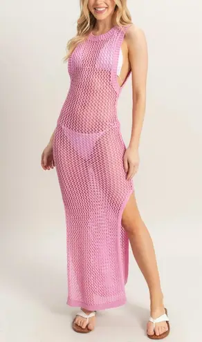 Summer Haus Tropical Temptation Mesh Dress Beach Coverup Swim– Size S Pink