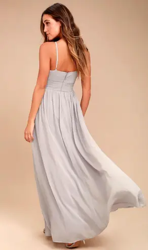 Lulus Cherish the Night Grey Lace Maxi Dress Women’s Size Small
