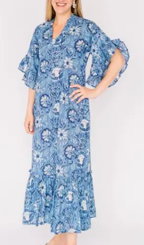 Fitzroy & Willa Soleil Maxi Dress Sz. M Blue Size M
