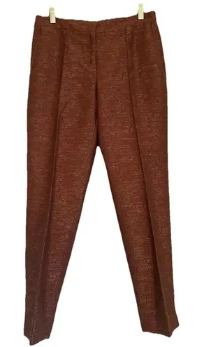 Worth New York Brielle Pants Women’s Magenta Leaf Jacquard Dress Trousers Sz 4 Brown