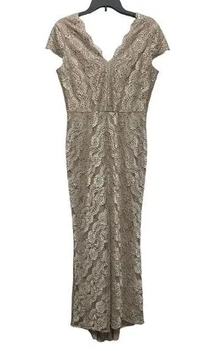 Alex Evenings Women's Sz 8 Long Lace Cap Sleeve Gown Evening Dress