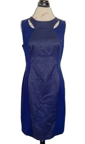 Cache  Dress  Womens Sleeveless Blue Textured Sheath Open Back Date Night Sz 12