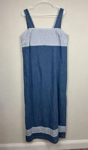 Denim Vintage Dress Midi Size Medium Country Wear Brand Cottagecore Western Blue