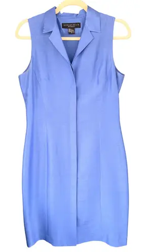August Silk Dress Sleeveless Sheath Career Office Periwinkle Blue Size 4