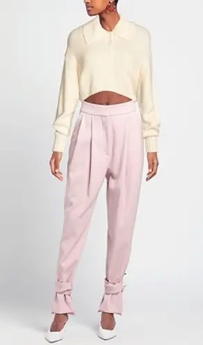 Danielle Bernstein WeWoreWhat Cream Collared Crop Knit Sweater Small