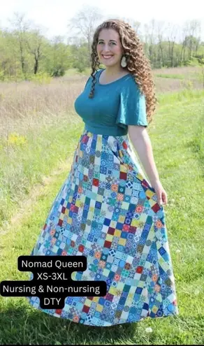 Super Cute Dresses Ringger patchwork Nomad Queen butterfly maxi dress Blue Size M