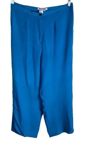WinterSilks Womens 100% Silk Wide Leg Turquoise Blue Pant Size Petite Large